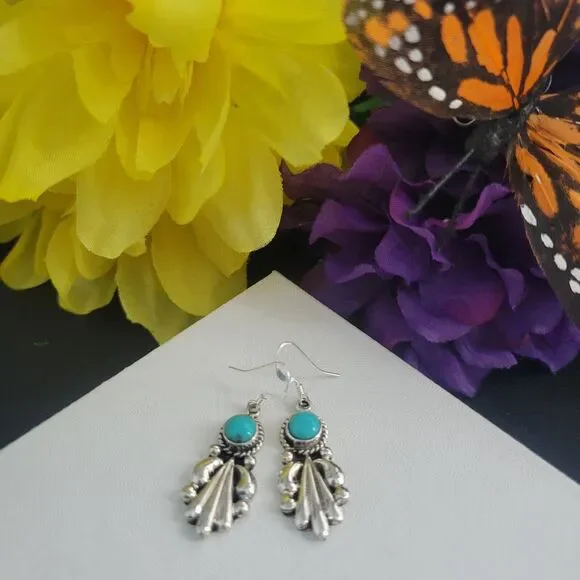 Turquoise & Sterling Silver Earrings - Verley Betone - Picture 3 of 8